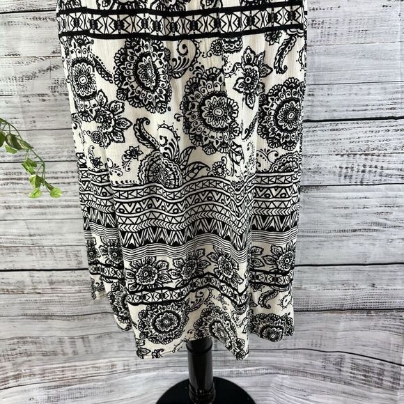 L.A. Harts Skirt size Small Black White Paisley Retro Flowers Hippie Midi Boho - Picture 8 of 13